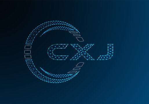 CXJ low poly letter logo vector design. CXJ lower poly logo design.