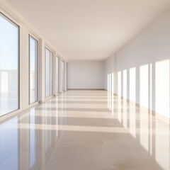 Obraz premium Empty hallway with light and windows