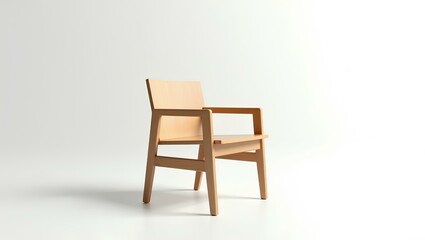 Minimalist Wooden Chair on White Background