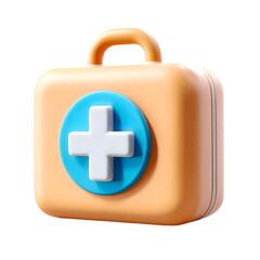 A vibrant first aid kit designed with a modern touch, featuring a blue cross symbol. Ideal for healthcare themes, safety, and emergency preparedness.