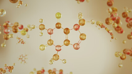 Caffeine or C8H10N4O2 molecule structure, coffee bean extract