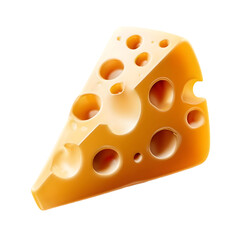 Fototapeta premium A vibrant slice of cheese featuring holes, perfect for culinary creations or food presentations in both casual and gourmet settings.
