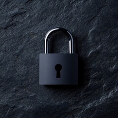 Fototapeta premium Black padlock on stone