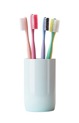 Toothbrushes in a holder, isolated on transparent background