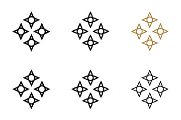 Elegant geometric arabian star pattern, seamless design with sharp and symmetric lines, perfect for arabic style backgrounds or decoration, line art icon set