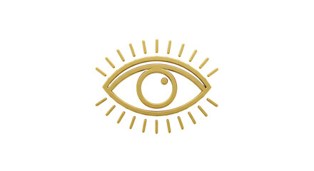 Fototapeta premium Golden Eye Symbol on White Backdrop: A Minimalistic Icon with Bright Aura