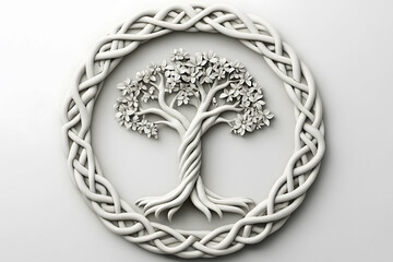 Fototapeta premium Isolated Celtic Tree Design with Intricate Floral Details