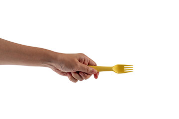 Yellow frok and hand isolated on transparent background.