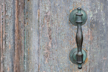 Close up of rustic door handle texture