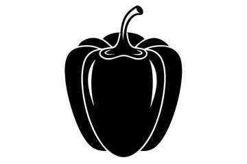 bell pepper silhouette line art vector on white background