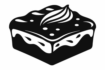 brownie silhouette line art vector on white background