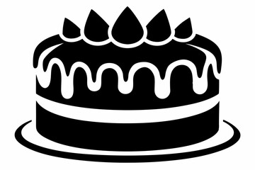 cake silhouette line art vector on white background