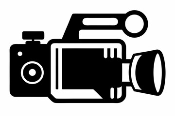 camcorder camera silhouette line art vector on white background