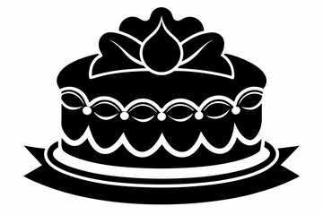 cake silhouette line art vector on white background