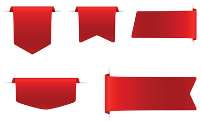 Collection of Red Ribbon-Style Elements for Web and Print