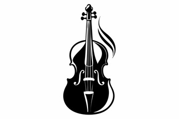 cello silhouette line art vector on white background