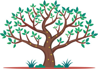 Fototapeta premium A detailed vector art illustration of a neatly pruned tree, showcasing clean lines, balanced branches, and vibrant, natural colors for design projects.