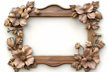 Rustic Wooden Frame with Flowers Perfect for Creative Projects