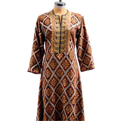 Elegant Brown Embroidered Kurti: Traditional Indian Dress on Transparent  background