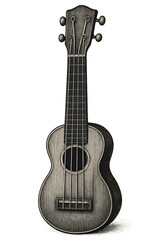 Naklejka premium Hand-drawn vintage ukulele, classical string instrument