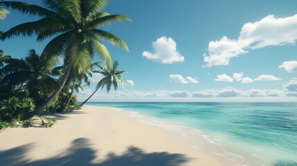Tranquil Tropical Beach Scene: Serenity and Summer Vacation