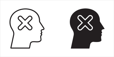 head removal delete, remove and mathematics icon. Perfect for applications, web, logos, games and presentation templates. icon design line style