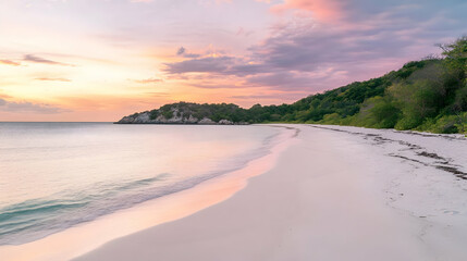 Serene Sunset on Tropical Beach: Idyllic Coastal Scenery