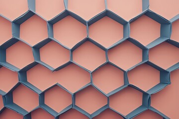 Hexagon Patterns on Peach Background for Technology and Science Graphics