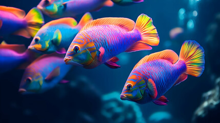 Fototapeta premium Stunning Rainbow Fish in Vibrant Underwater Scene