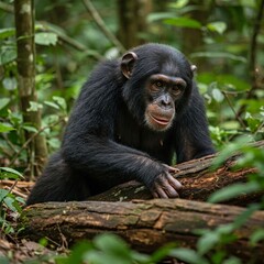 Obraz premium chimpanzee in the forest