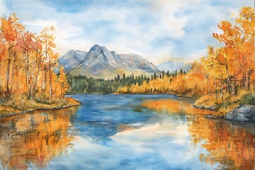 Obraz premium autumn landscape with lake