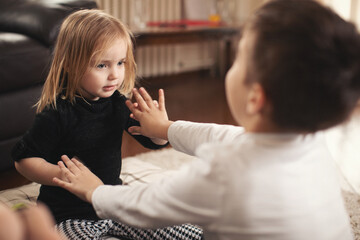Family at home. Shallow DOF. Developed from RAW; retouched with special care and attention; Small...