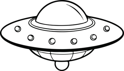 Printable UFO Spaceship Coloring Page for Children to Stimulate Creativity Pro Vector
