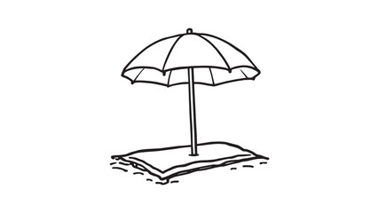 Beach Umbrella and Towel line art drawing for relaxing beach days