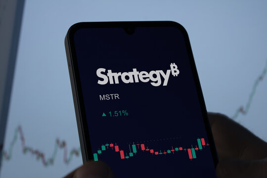 Strategy ₿ logo, former Microstrategy $MSTR, MSTR on a stock exchange.