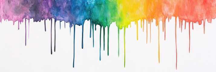 Fototapeta premium Dripping rainbow watercolor paint