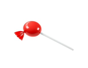 Red Lollipop on a Stick, Isolated on Transparent Background