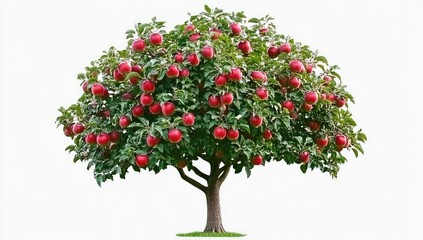 Obraz premium Lush apple tree laden with ripe, red fruit