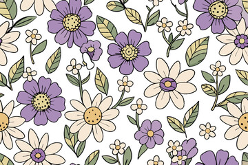 floral liberty style pattern in soft shades of pink, purple, and yellow, offering a vintage and timeless aesthetic for design purposes
