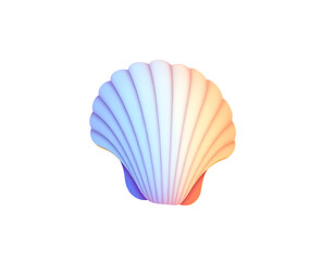Fototapeta premium Iridescent 3D Cartoon Seashell on Transparent Background