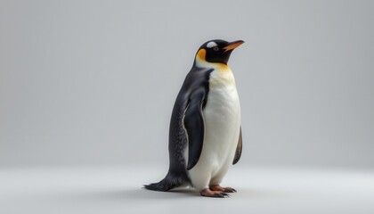Fototapeta premium penguin isolated on a clean white background, standing proudly, symbolizing endurance, cold climates, and adorable wildlife.