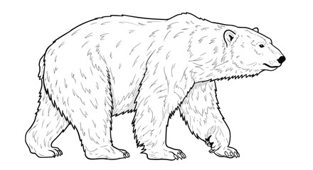 Powerful Polar Bear Walking Illustration for Your Adult Coloring Journey
