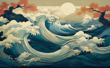 fantasy landscape with clouds and sun