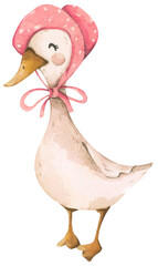 Goose coquette watercolor silly goose pink mama cute pastel elegant soft whimsical