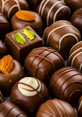 Fototapeta premium Super Closeup Belgian Pralines Intricate Details Glossy Textures