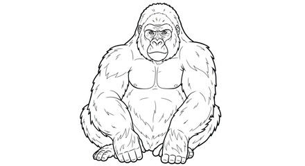 Fototapeta premium Strong Gorilla Sitting Pose Design for Mindful Adult Coloring