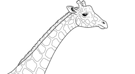 Detailed Giraffe Patterned Neck Adult Coloring Template Illustration