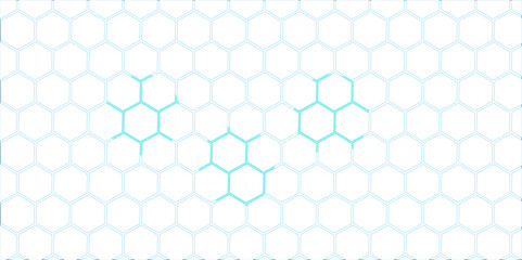 Abstract blue hexagonal pattern with a honeycomb design and geometric texture