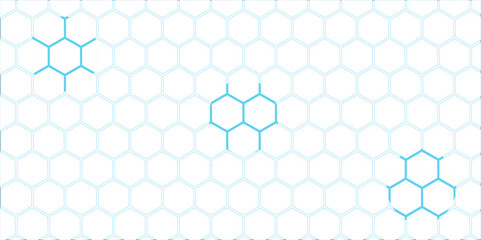 Naklejka premium Blue abstract background shows a blue hexagon pattern design with a geometric and technology concept