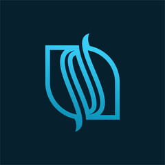 Creative Abstract Symbol Logo with Organic Shapes in a Blue Outline